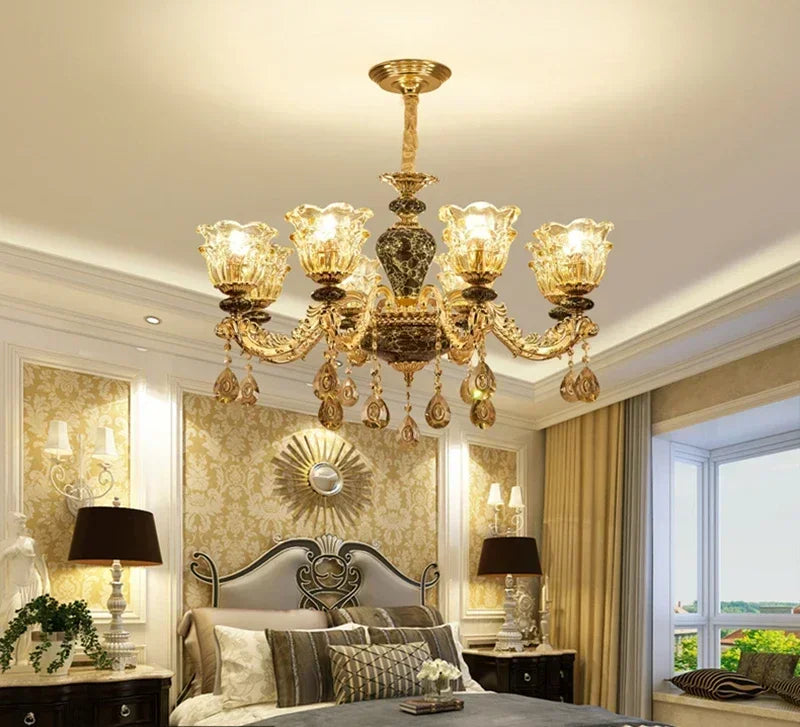 Luxury Lamp Dining Room Bedroom Decoration French Retro Chandelier Lighting Crystal Fixtures Chandelier Living Room Grand