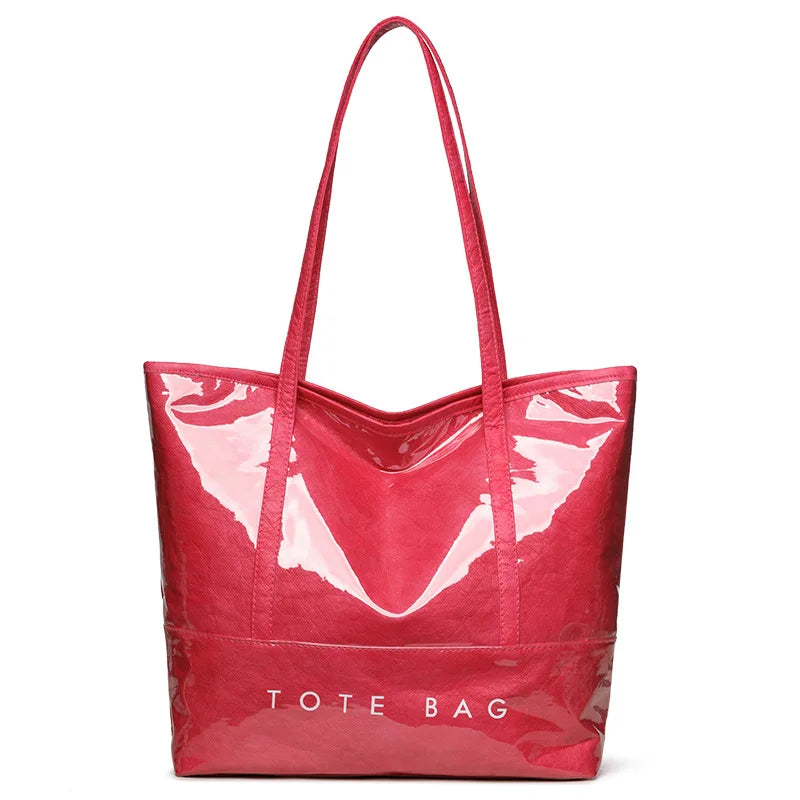 Fashion Large Capacity Tyvek Tote Bag, Waterproof Letter Print Shoulder Bags for Women Daily Shopping, Commuter Versatile Bag