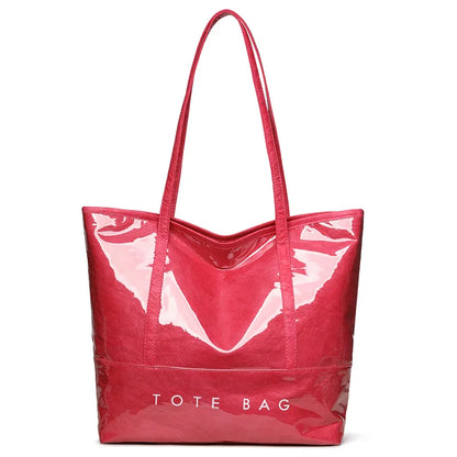 Fashion Large Capacity Tyvek Tote Bag, Waterproof Letter Print Shoulder Bags for Women Daily Shopping, Commuter Versatile Bag
