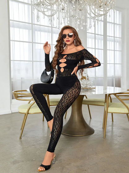 hollow out sexy curves nightclub party transparent super elastic mesh playsuit bodysuit romper ropa de mujer romper jumpsuit