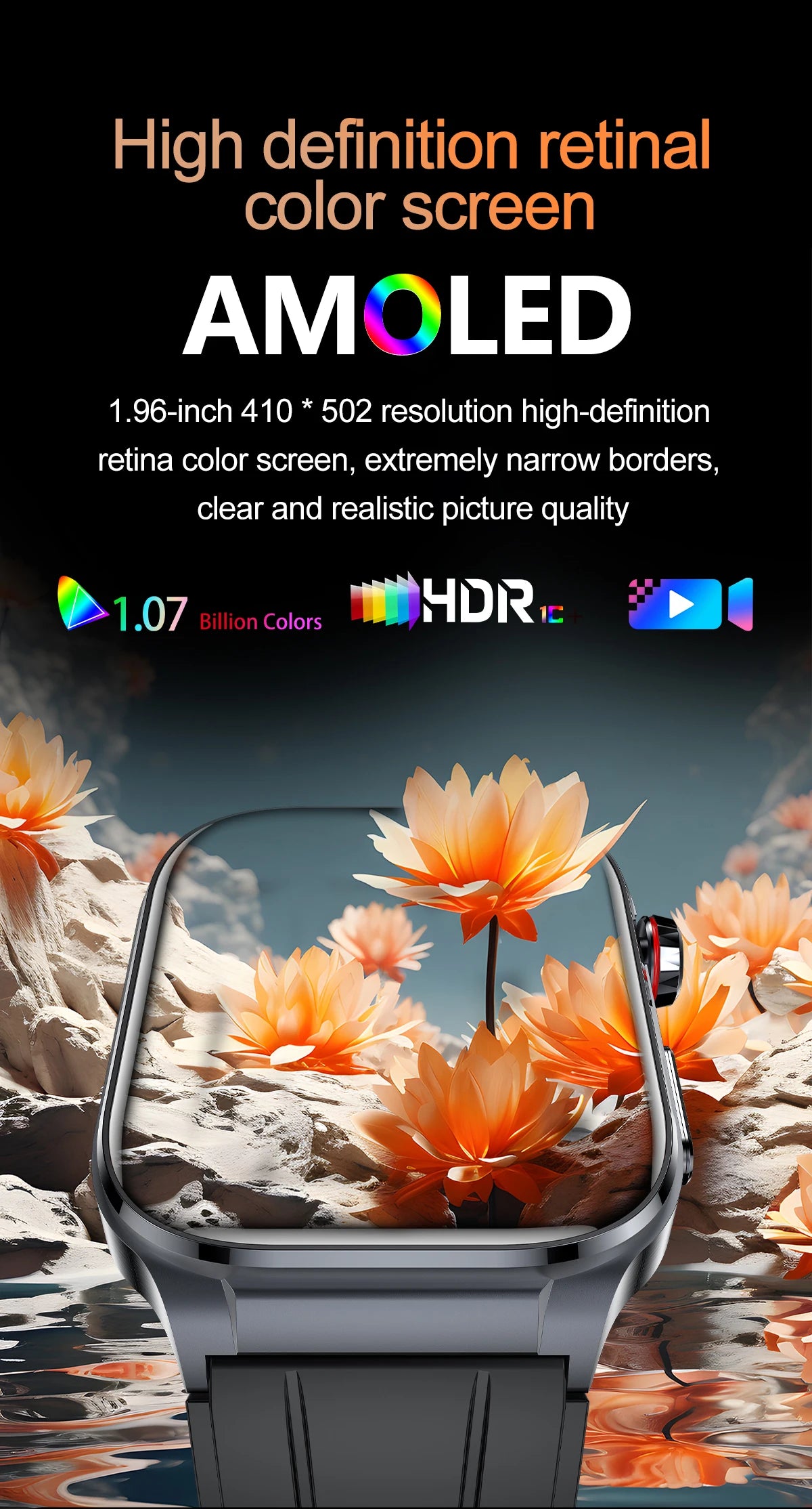 AMOLED Smart Watch ET588 Bluetooth Calling Sports Fitness Tracker Wristwatch ECG Health Monitoring SOS Men Women Smartwatch
