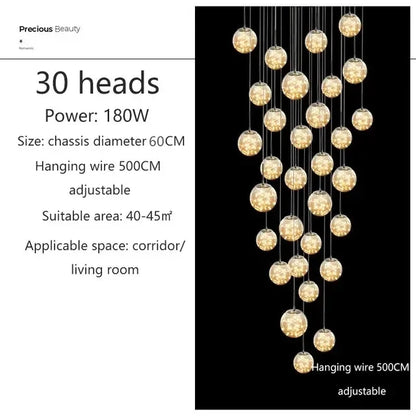Starry Sky Staircase Lamp Long Chandelier Nordic Design Duplex Corridor Light Luxury Creative Pendant Lights Apartment Hall