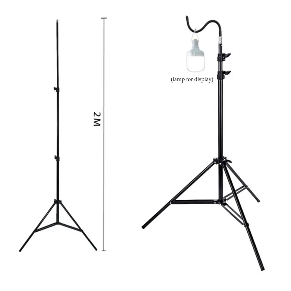 2m Campinglight Stand Folding Telescoping Tripod Adjustable Lightweight Aluminium Floor Lamp Holder Tripod Camping Accessories