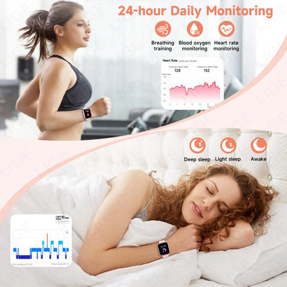 LIGE 2026 New Smart Watch Women Men Bluetooth Talking Blood Oxygen Heart Rate Monitoring Smart Watch For Women Men Holiday Gift