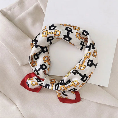 Silk Scarf For Bag Lady Neck Tie 100% Silk Scarf Luxury Brand Print Flower Stripe Plaid Dot Bandana Hair Tie Handkerchief Gifts