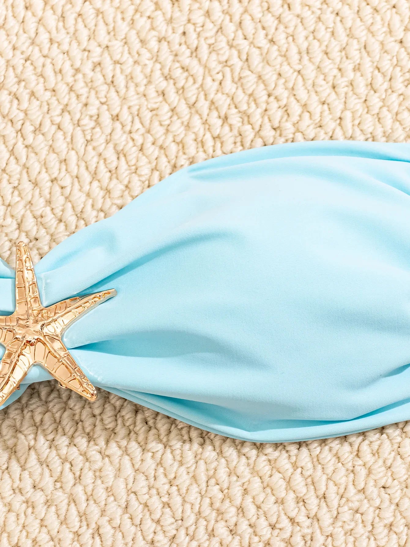 Sexy Bandeau Bikini Set 2026 Women Sky Blue Starfish Ornament Push Up Thong Swimsuit Brazilian Beach Bathing Suit Micro Swimwear
