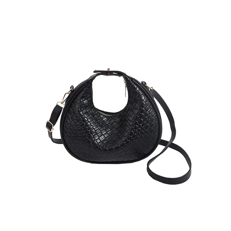 Fashion Black Half Moon Bag Luxury Pu Leather Ladies Purses and Handbags Crossbody Women Shoulder Bags