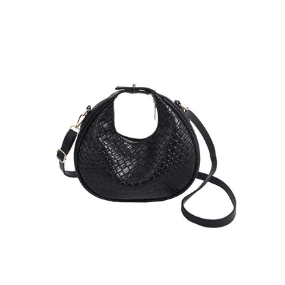 Fashion Black Half Moon Bag Luxury Pu Leather Ladies Purses and Handbags Crossbody Women Shoulder Bags