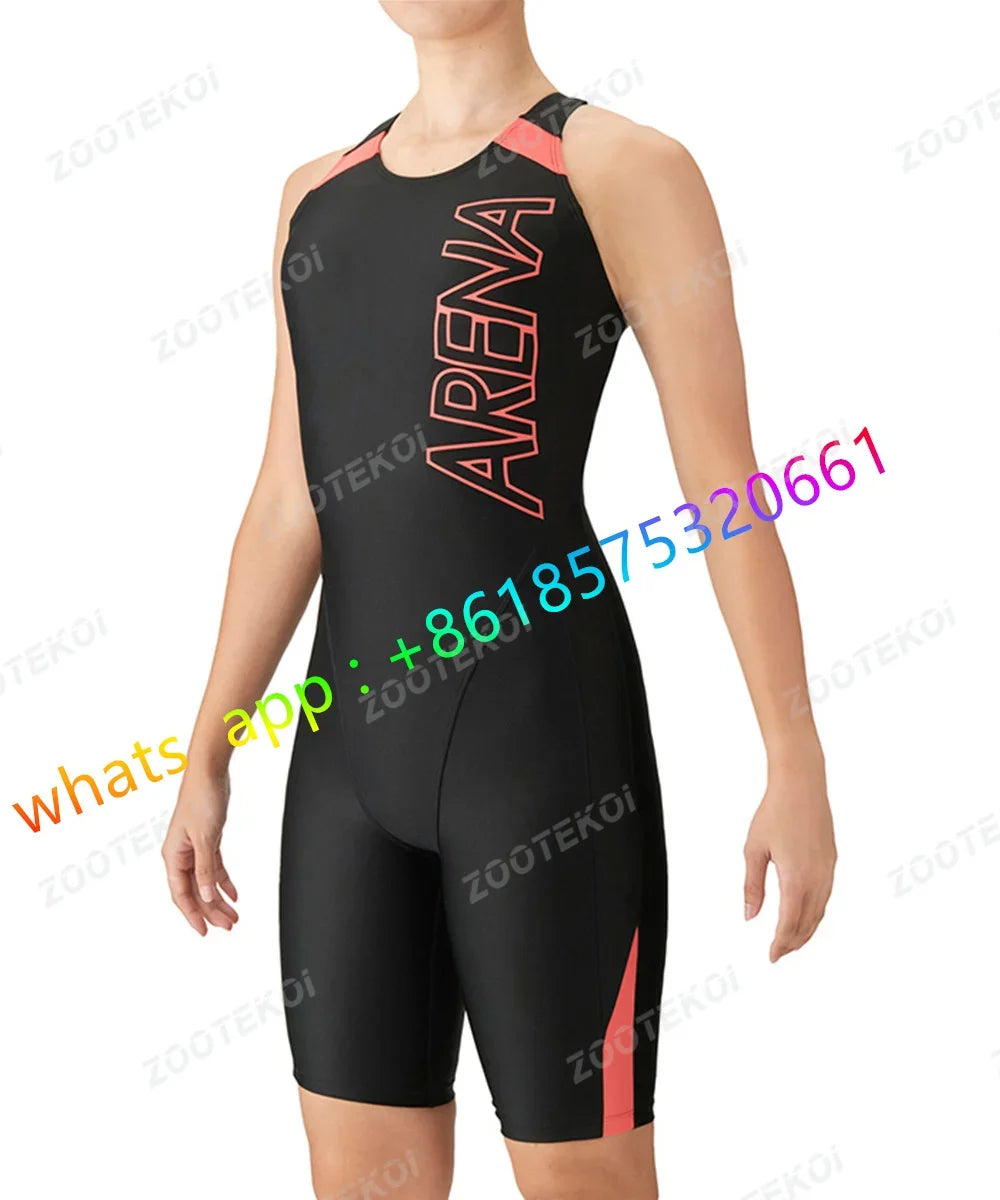NEW Women One Piece Swimwear Knee Length Swimsuit Bodysuit Swimming Pool Sports Professional Training Comfortable Swimwear 2023