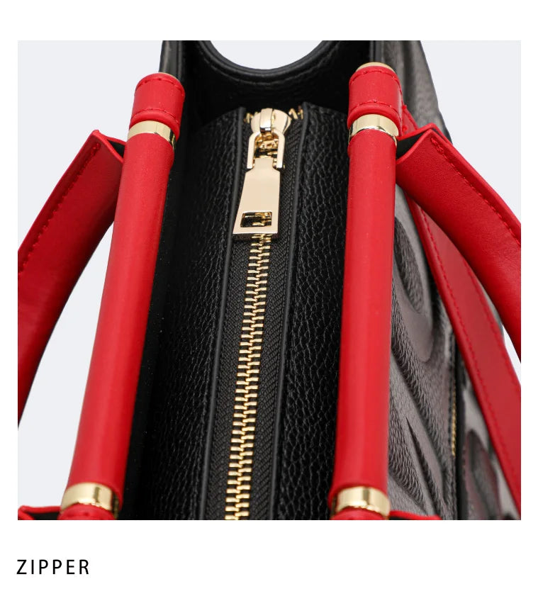 2026 New Large Capacity Contrast Letter Printed Women's Handbag High end Cowhide Mom's Bag