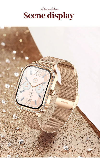 Fashion Women Diamond Watch 1.75 inch 360*360 HD Display Heart Rate Blood Oxygen Monitoring Bluetooth Call Smartwatch 2026 New