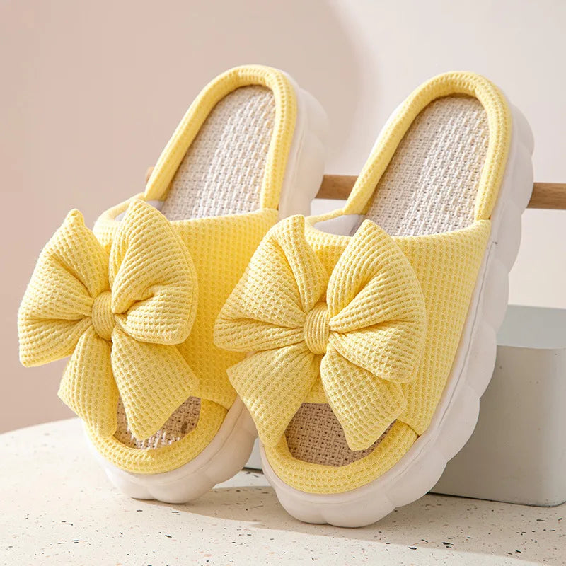 Platform Women's Slippers Home Bowknot Luxury Designer Shoes Girl Indoor Spring Summer Trend Footwear Flat Casual Elegant Slides