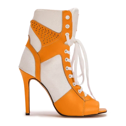 Peep Toe Corss Tied Patchwork Ankle Boots Sexy Square Toe Thick Heel New Arrivals Fashion Women Runway Shoes