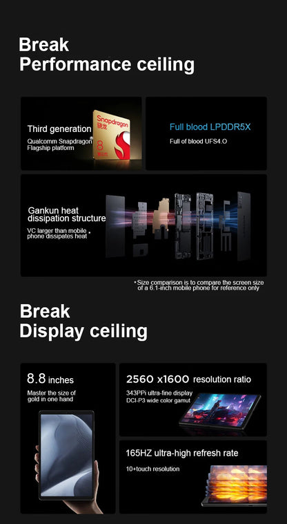 Lenovo Legion Y700 3rd Gen Gaming Tablet 8.8 inch Mini Pad 165Hz High Refresh Screen Snapdragon 8 Gen3 Learning Entertainment Vi