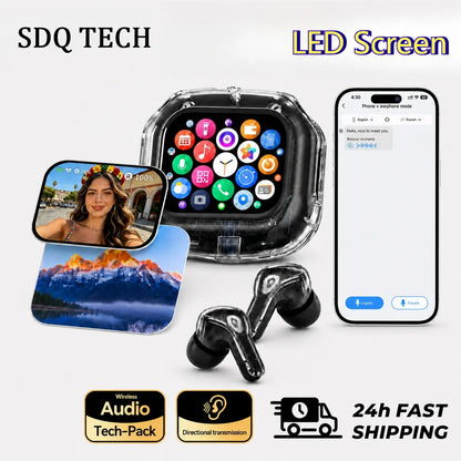 Wireless Bluetooth Headphones In Ear Buds Sports Stereo Earphones for Business,with Smart Touch Screen HiFi TWS Headset
