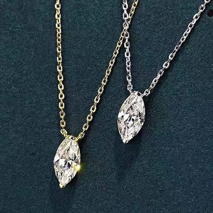 OXTAO Moissanite Solitaire Pendant Necklace 5x10mm Marquise Cut for Women 14K Gold Filled Luxury Chain Necklace Wedding Jewelry