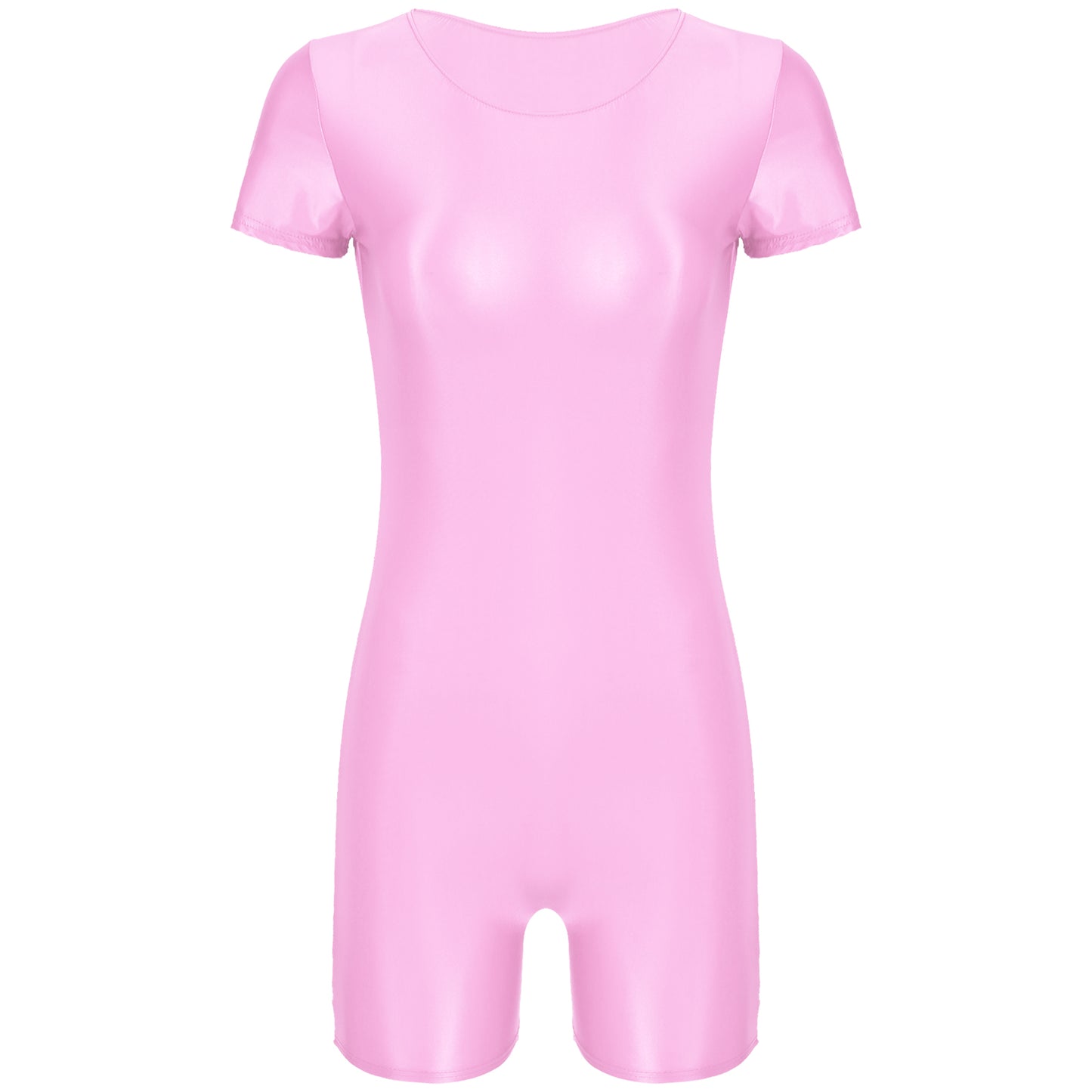 Women's Swimsuit One Piece Swimwear Oil Glossy Stretchy Gym Fitness Long Sleeve Round Neck Tights Leotard Bodysuit Clubwear