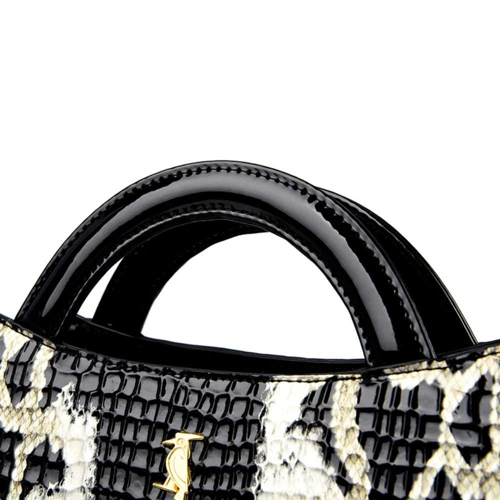 MOODS Designer Luxury Bags For Women Crocodile Pattern Top-handle Shell Bag With Snake Hardware Wild Shoulder Crossbody Handbags