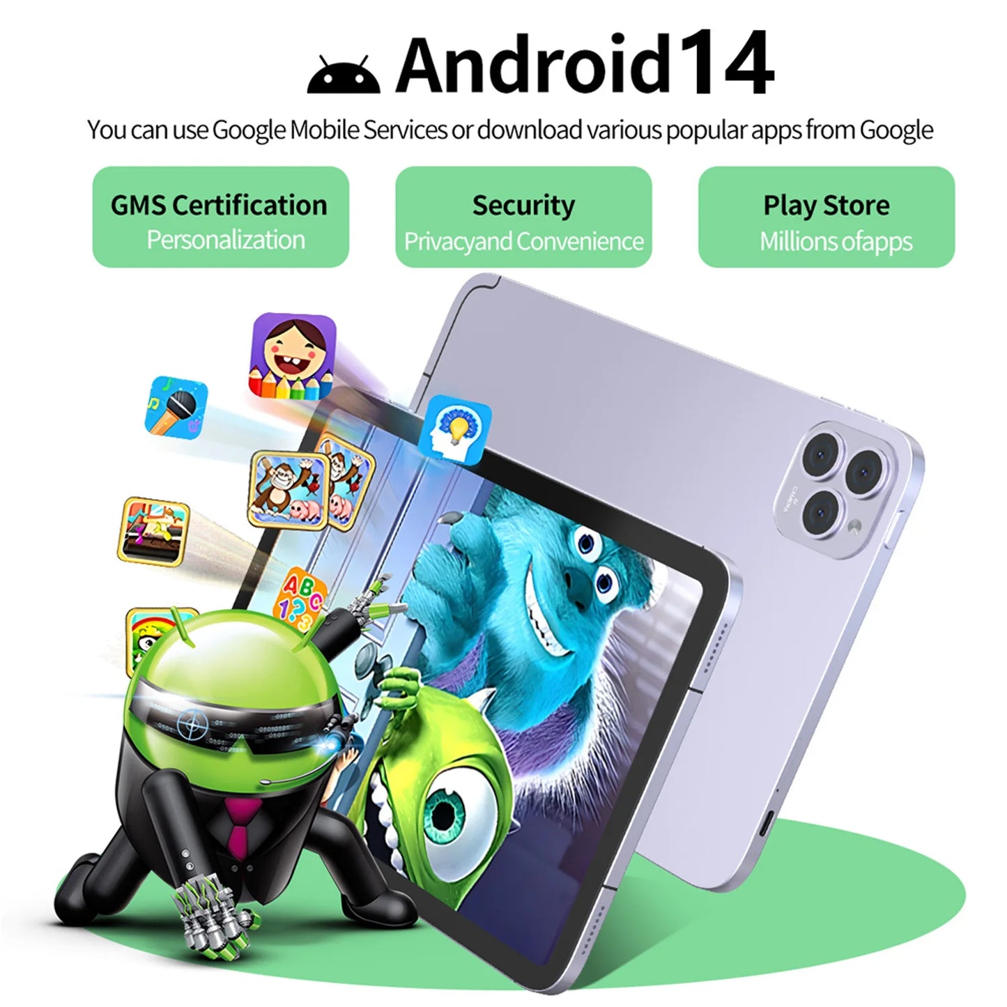 New 10.1 Inch Global Version Tablets Octa-Core 12GB+128GB ROM 7000mAh Google Play 4G LTE Phone Call 5G WiFi Tablet PC Android 14