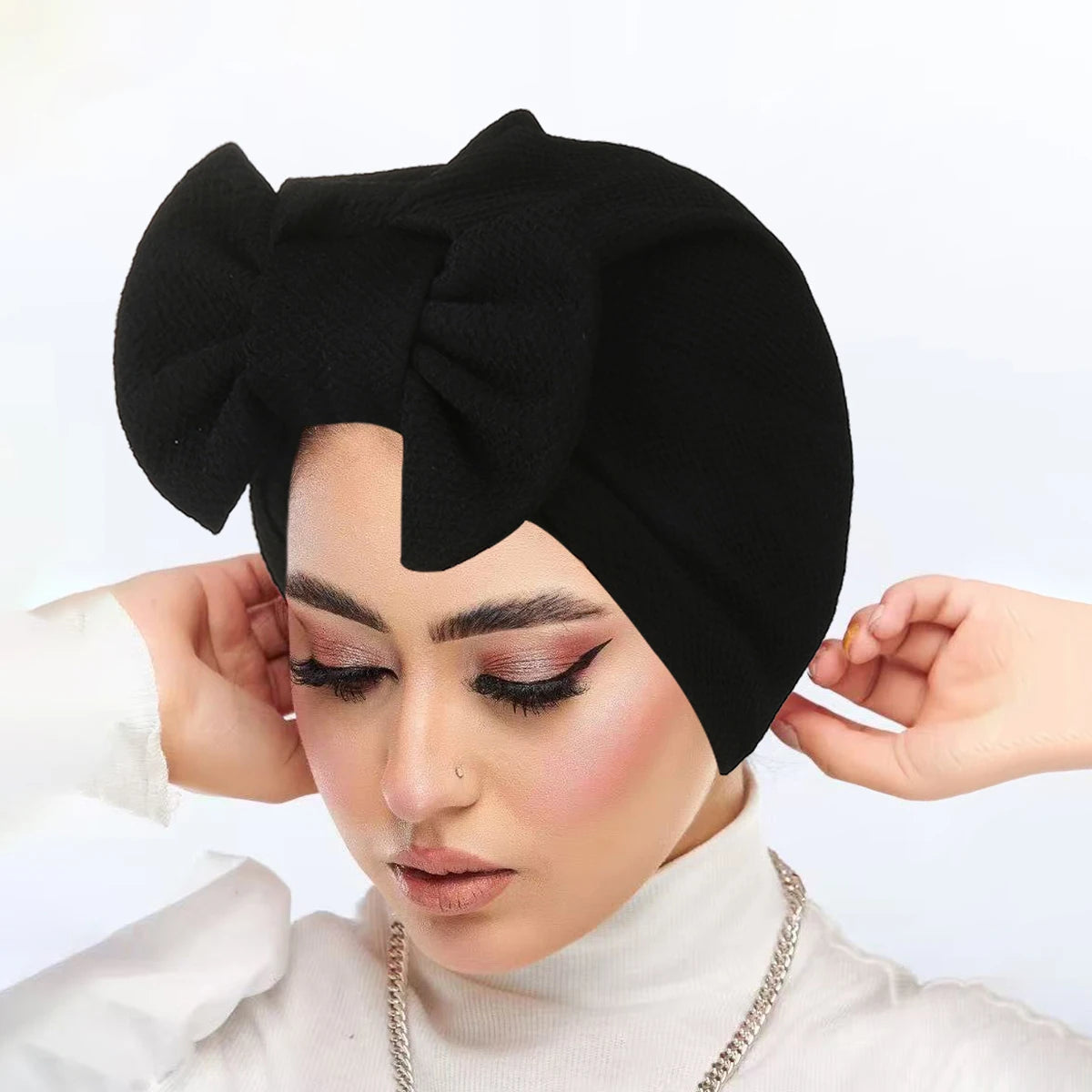 New Women Bow Knotted Turban Indian Hat Muslim Hijab Bonnet Hair Loss Headscarf Chemo Cap Headwear Bandanas Turbante Mujer