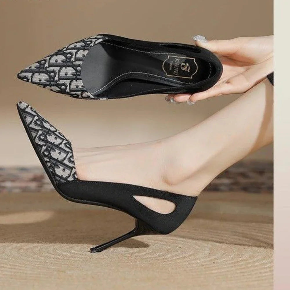 Embroidered Sandals Women Fashion Pointed Heeled 2025 Summer Luxury Heeled High Heels Women Shoes Shallow Casual High Sandals