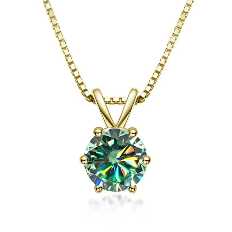 TY 1ct Moissanite Pendant Necklaces S925 Sterling Silver Solitaire Necklace Chains For Women Fine Jewellry Gifts