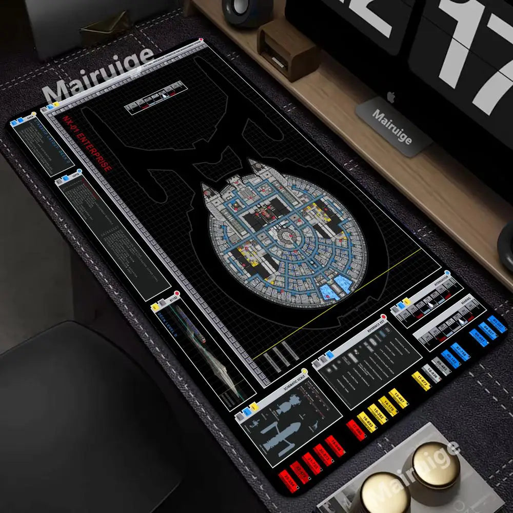 Starship Blueprint Pad Desk Pad Mouse Pad Gamer Computer Cabinet Star Trek Game Office Accessories Keyboard Anime Extended Large