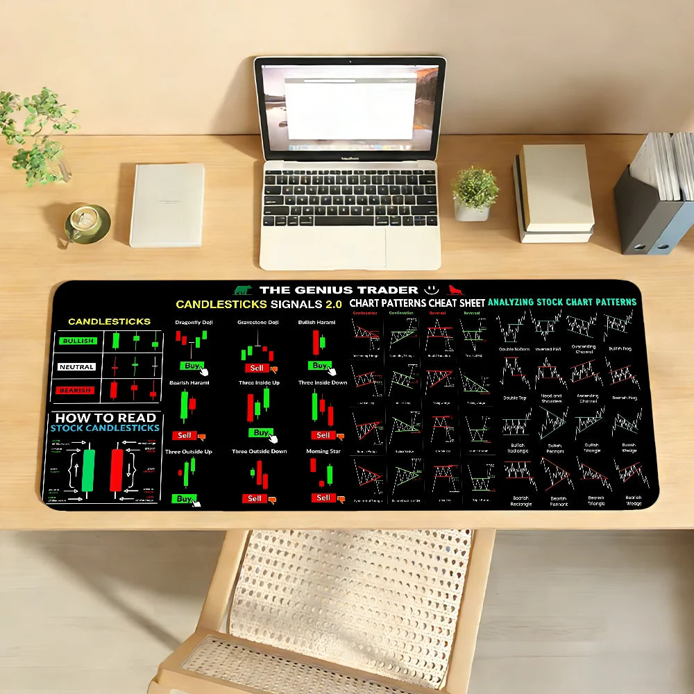Virtual Currency BTC Stock Trading Chart Cheat Sheet Mouse Pad For Office Gaming And Keyboards Non-Slip Large Waterproof