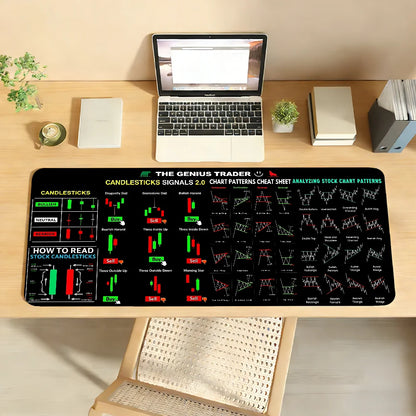 Virtual Currency BTC Stock Trading Chart Cheat Sheet Mouse Pad For Office Gaming And Keyboards Non-Slip Large Waterproof