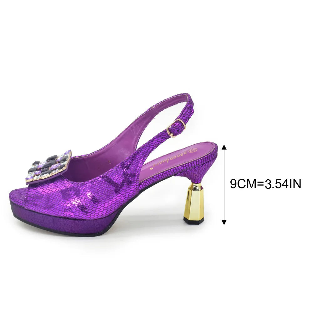 2026 New Design Elegant Women's High Heels Shoes & Bag Set Rhinestone-Embellished Designer Shoes Perfect for Special Occasionss