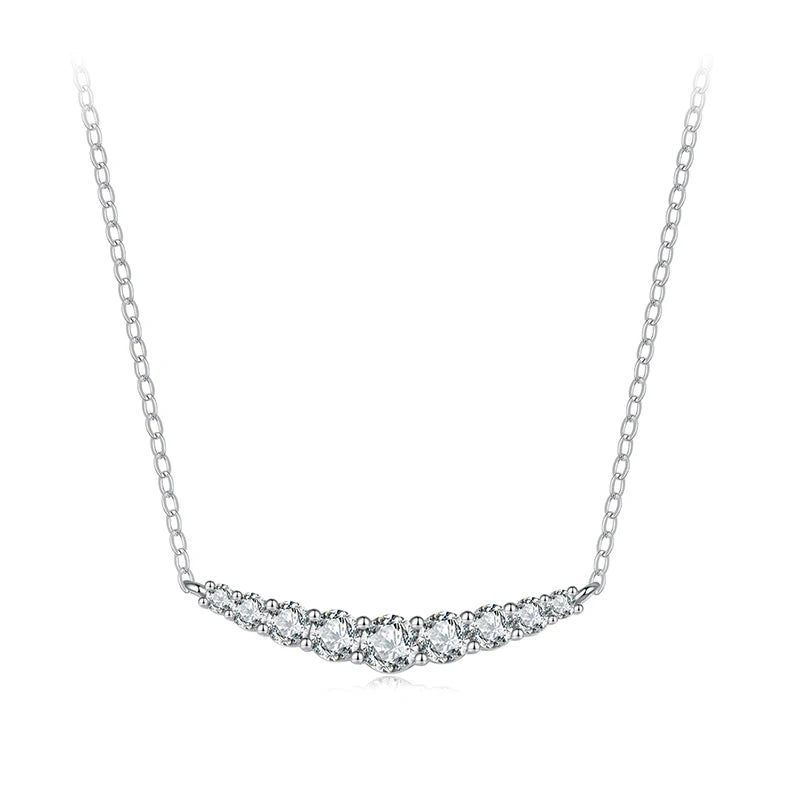 BAMOER Moissanite Smile Necklace, Round Brilliant Cutting Lab Grown Diamond Gold Plated 43cm 925 Sterling Silver Necklaces