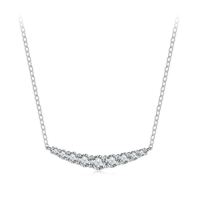 BAMOER Moissanite Smile Necklace, Round Brilliant Cutting Lab Grown Diamond Gold Plated 43cm 925 Sterling Silver Necklaces