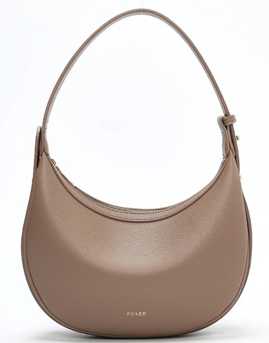 FOXER Brand PU Leather Women's Shoulder Bag 2026 Fashion Lady Crescent Luxury Design Half-moon Handbag Crossbody Bag Girl Gift