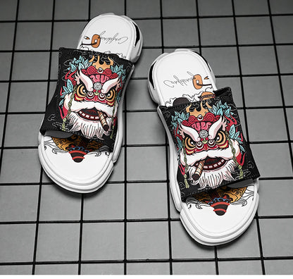 Ngouxm Summer Youth Slippers Men Unique Design High Quality Slippers Non-Slip Outside Flip Flops Thick-Soled Toe Sandals