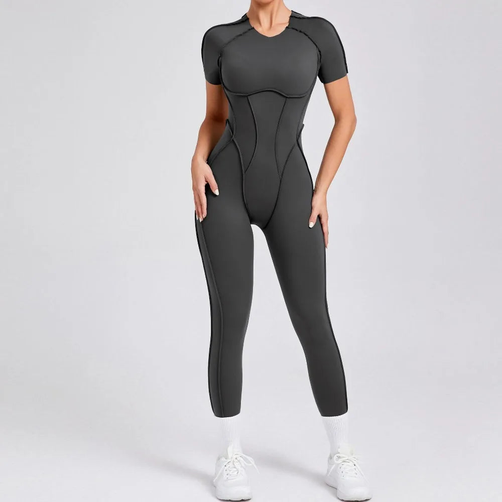 Women's Sports Jumpsuit Kit Yoga Fitness Bodysuit Hip-lifting Open Back Tight High Elasticity Outdoors Gym Workout Sexy Clothes