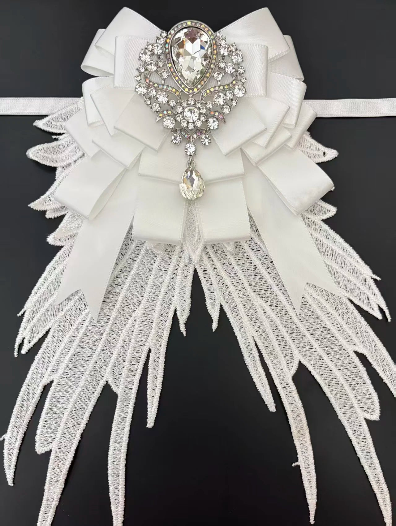 Luxury Rhinestone Mesh Wing Bow Brooch  Elegant Banquets Dress and Wedding Shirts Lapel Flower Bow Tie  Unisex Gift Accessory