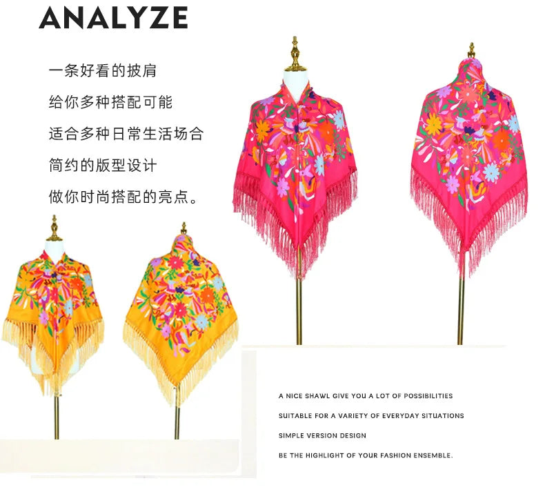New Daisy Twill Print Square Scarf Elegant Tassel Shawl Warm Dustproof Multifunctional Women Wrap