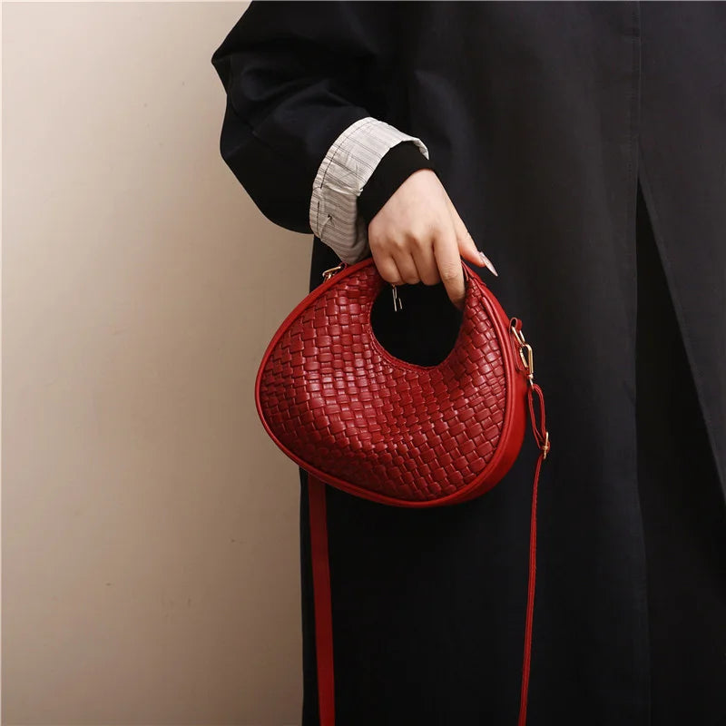 Fashion Black Half Moon Bag Luxury Pu Leather Ladies Purses and Handbags Crossbody Women Shoulder Bags