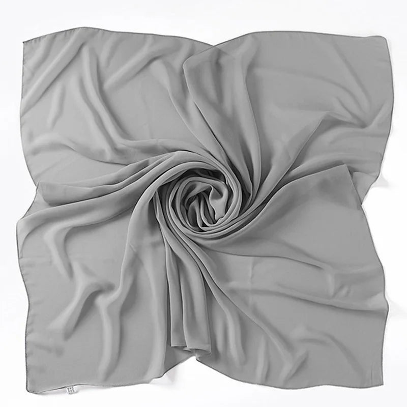 90*90CM Headwrap Heavy Chiffon Square Scarf Muslim Hijabs Women Underscarf Fashion Casual Plain Color Hijab