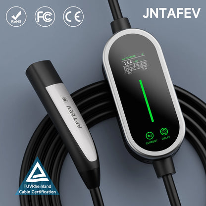 JNTAFEV EV Charger Portable 3.6kW TS-NACS Charger Plug 2.8" LCD Screen with Set Delay Schedule Charging Station for Tesla Cars