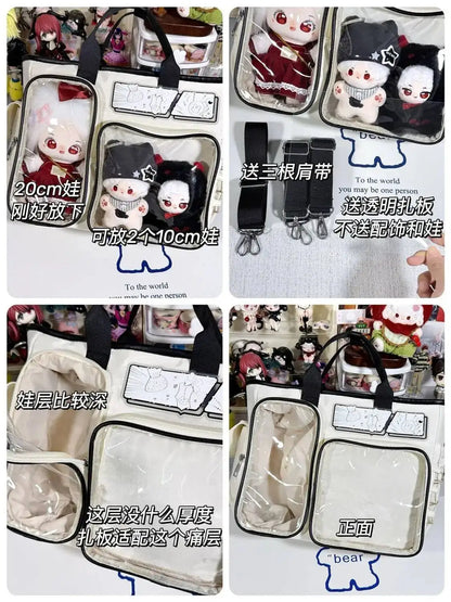 New Y2K Cute Ita Shoulder Bag Large Capacity Backpacks Lolita Girl Transparent Cosplay Handbags DIY Badge Display Crossbody Bags