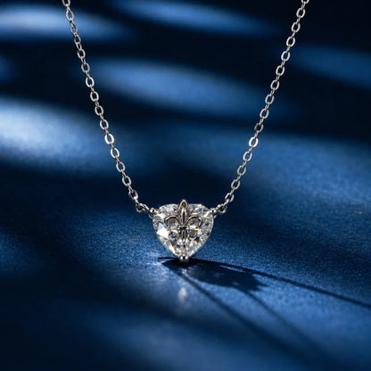 CKT Platinum Pt950 1ct Heart-Shaped Moissanite Crystal Necklace, Women'S Diamond Pendant, Clavicle Chain Jewelry Gift
