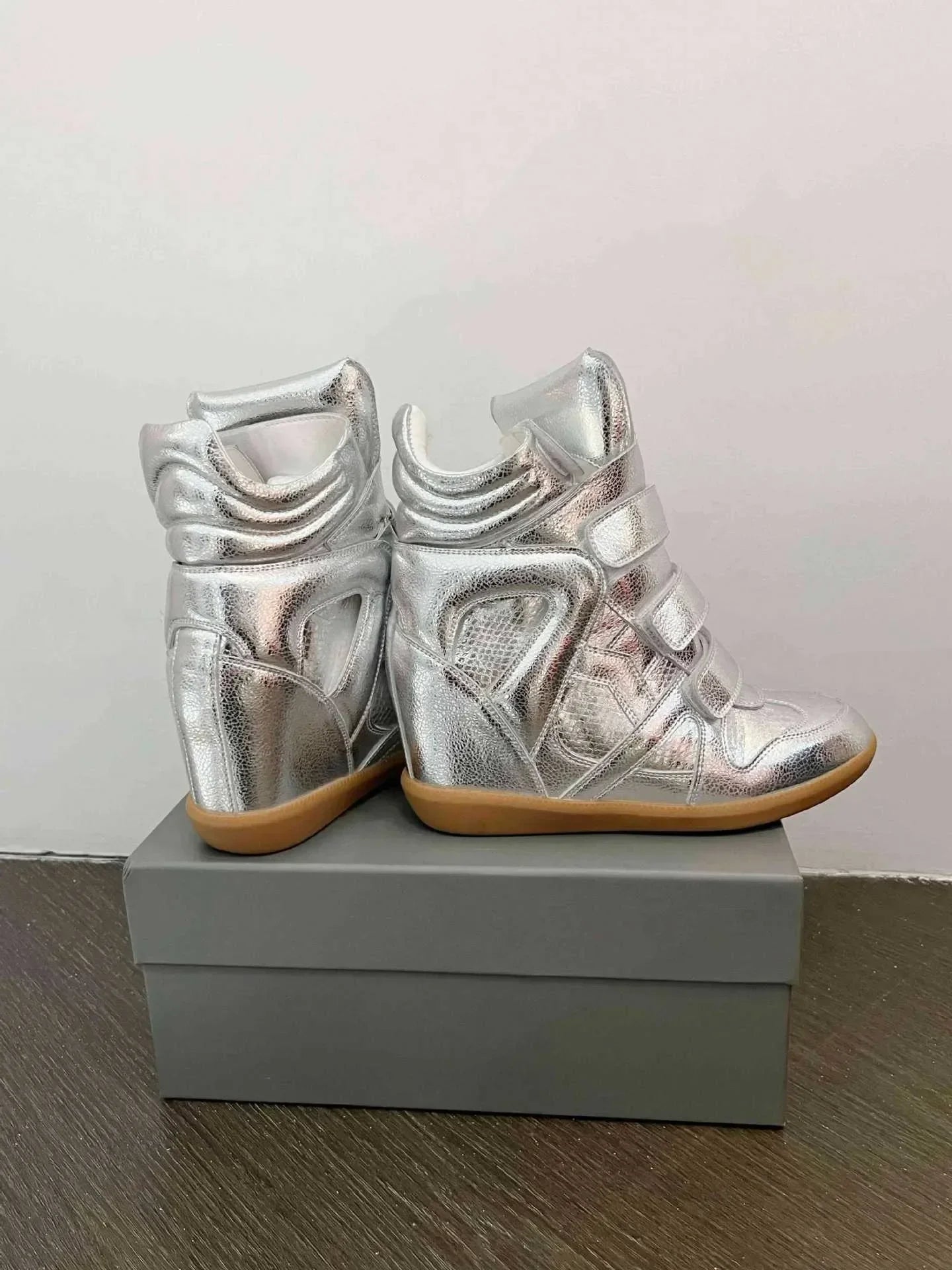 Women's Ankle Boots 2026 New Genuine Leather 8CM Hidden Heel Women Platform Sneakers Fashionable Splice Color Design Women Shoes