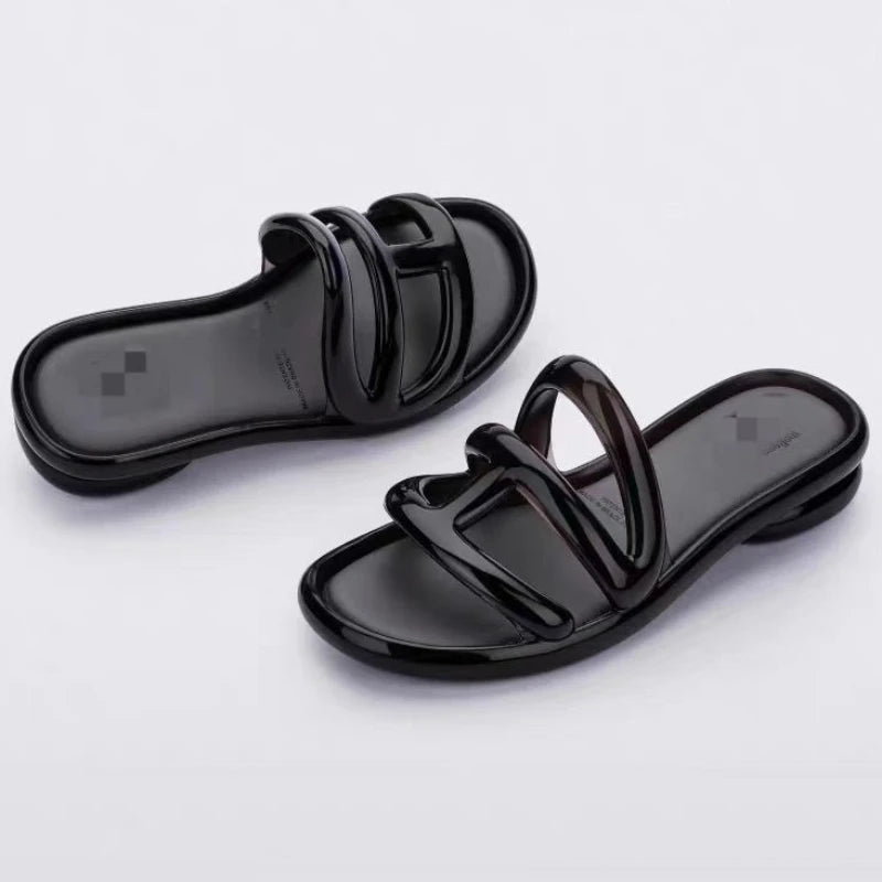 Summer Women's Slippers Adult Girls Wide Width Thick Bottom 2.8cm Heels Ladies Anti-slip Beach Shoe Jelly Beach Shoes