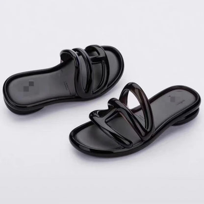 Summer Women's Slippers Adult Girls Wide Width Thick Bottom 2.8cm Heels Ladies Anti-slip Beach Shoe Jelly Beach Shoes