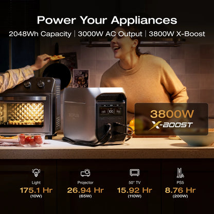 ECOFLOW Portable Power Station DELTA 3 MAX Plus with 45W Solar Panel, 3000W Max Output, Fast 0–80% Recharge in 64mins, Reliable