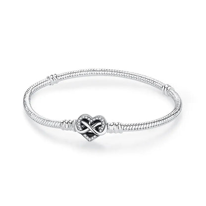 925 Sterling Silver Bracelets Bangles Original Love Heart Clasp Charms Beads Snake Chain Luxury DIY Jewelry For Women Gift