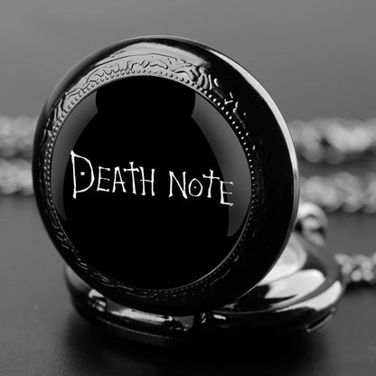Classy Death Note Design Black Quartz Pocket Watch Fashion Necklace Timing Pendant with Chain Gift for Man Woman Souvenir
