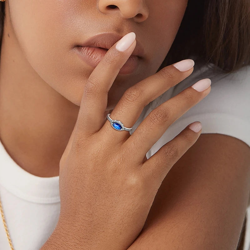 Original 925 Sterling Silver Ring Colorful Diamonds Cubic Zircon Finger Ring For Women Jewelry Wedding Engagement Birthday Gift
