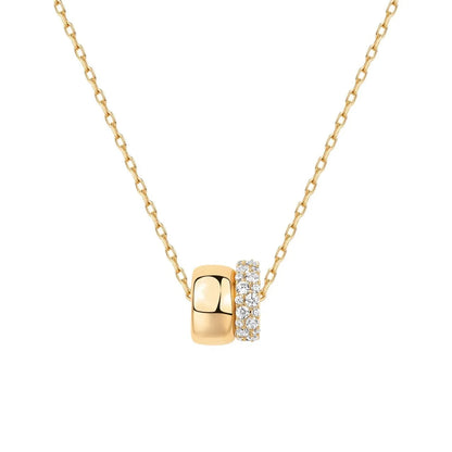 Fashion Light Luxury Diamond Double Circle Small Waist Pendant Fashion All-match Collarbone Chain Women Necklace Jewelry
